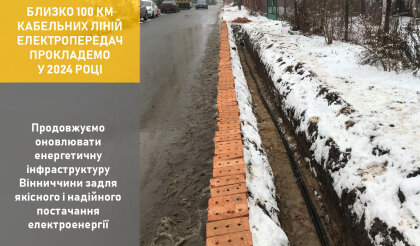 АТ «Вінницяобленерго» – особистий кабінет, передати покази лічильника, кол-центр 0 (800) 30-95-95 Реконструкція кабельних мереж Вінниччини триває._0